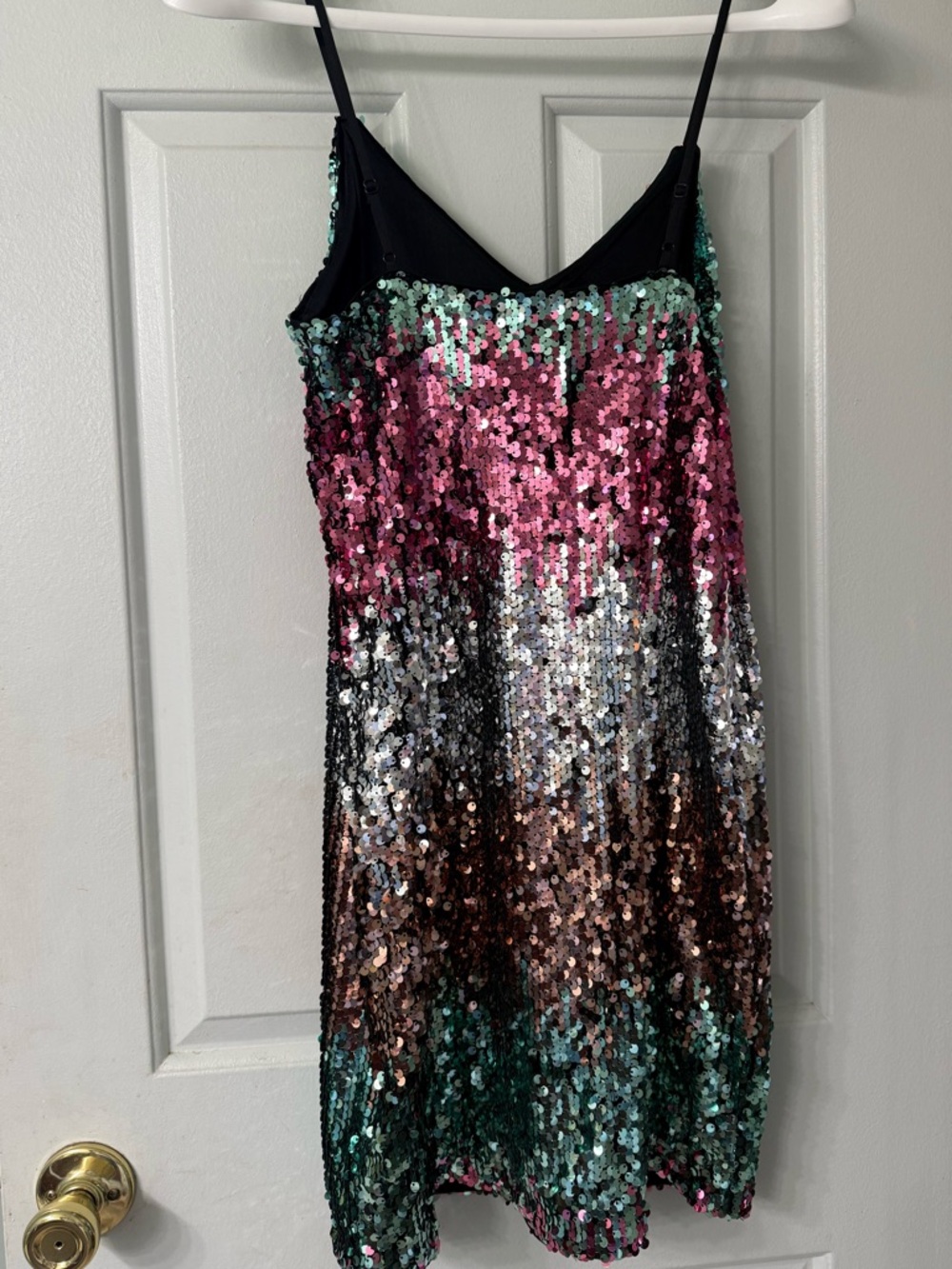 Express Sequin Ombre Slip Dress Small Pink Green Metallic Party Cocktail Mini - Picture 4 of 7